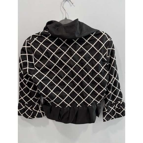 NEW Samuel Dong Quilted Cropped Jacket Size S Black White Grid Print Avant-garde - Picture 2 of 8